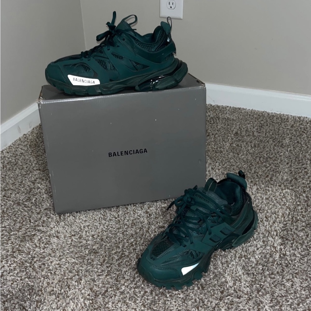 Balenciaga Dark Hunter Green Track Sneakers Men’s 9, women’s 10.5